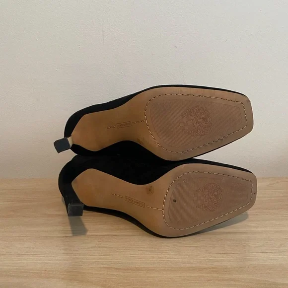 Vince Camuto Black Heeled Boots Sleek Suede Stiletto - Picture 3 of 4